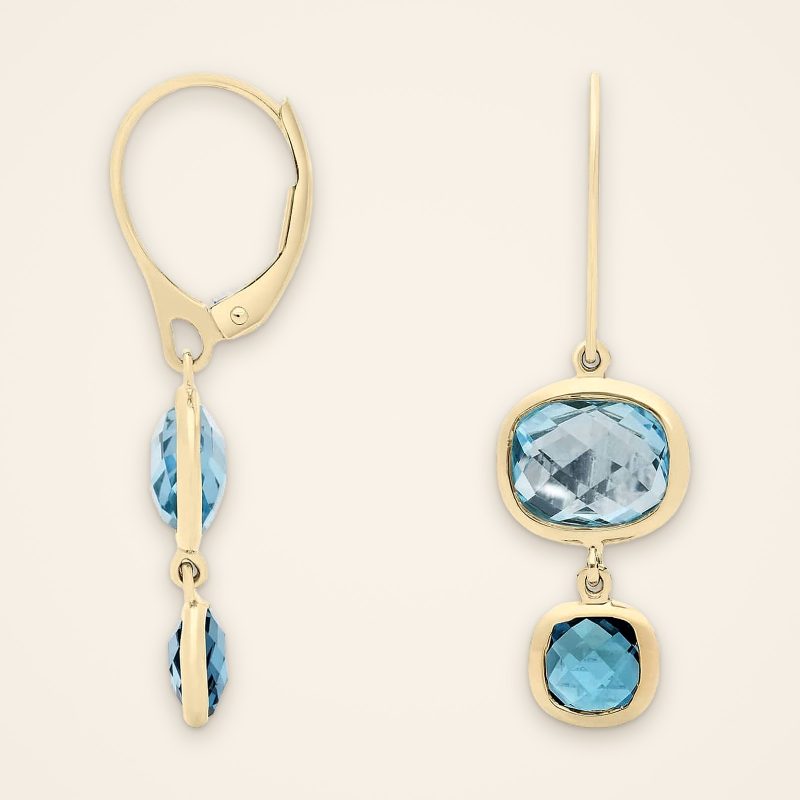 Everyday Graduated Blue Topaz Bezel Drop Earrings - Traditions