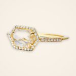 Everyday Hexagon White Topaz Milgrain Halo Ring - Traditions