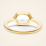 Everyday Hexagon White Topaz Milgrain Halo Ring - Traditions