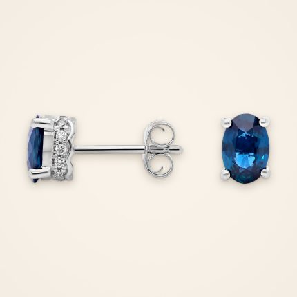 Everyday Oval Sapphire Pavé-Basket Stud Earrings - Traditions