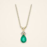 Everyday Pear Emerald and Diamond Gold Pendant - Traditions