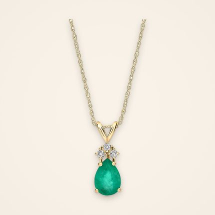 Everyday Pear Emerald and Diamond Gold Pendant - Traditions