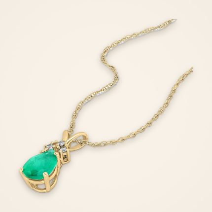 Everyday Pear Emerald and Diamond Gold Pendant - Traditions