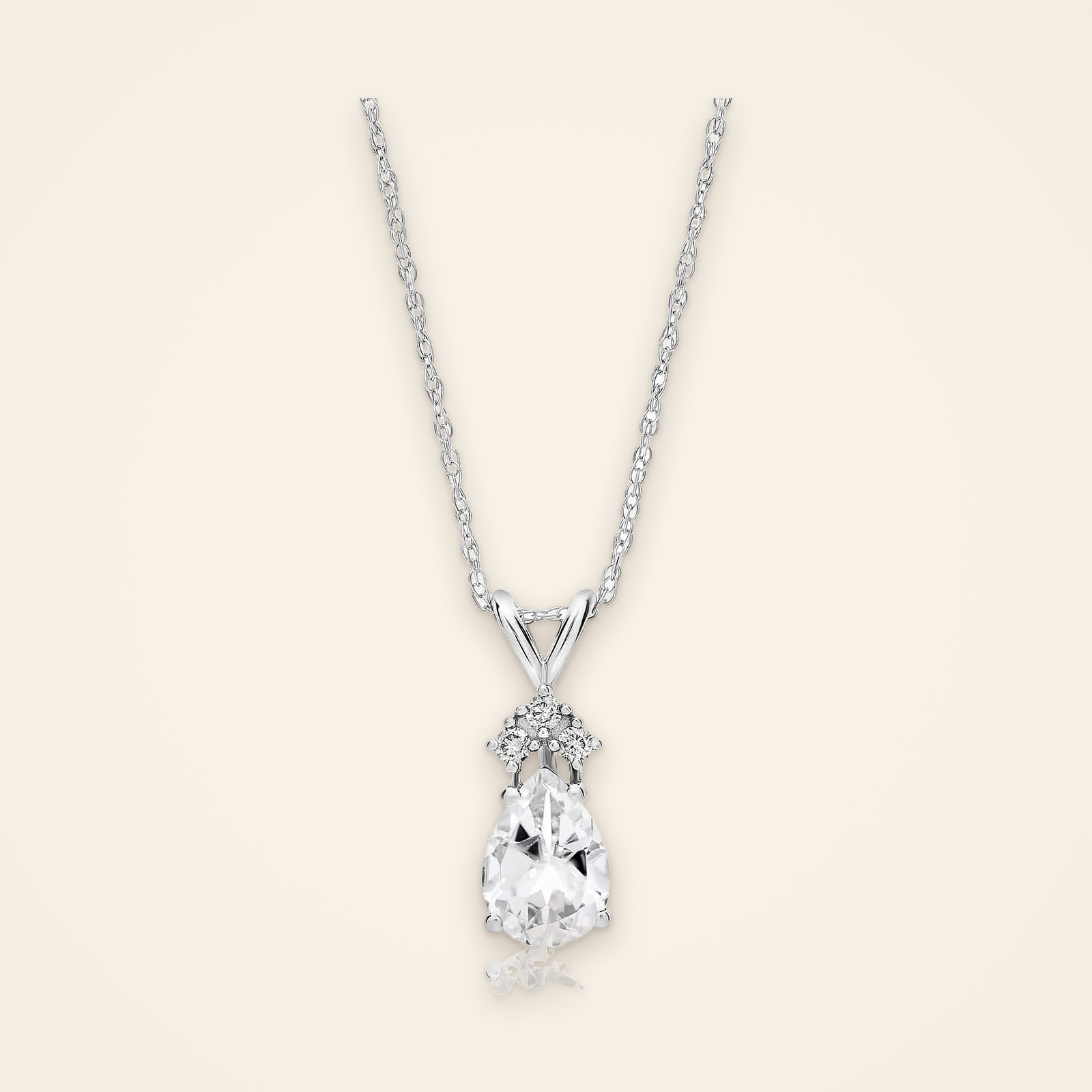 Everyday Pear White Topaz and Diamond Pendant Necklace - Traditions Everyday Pear White Topaz and Diamond Pendant Necklace - Traditions