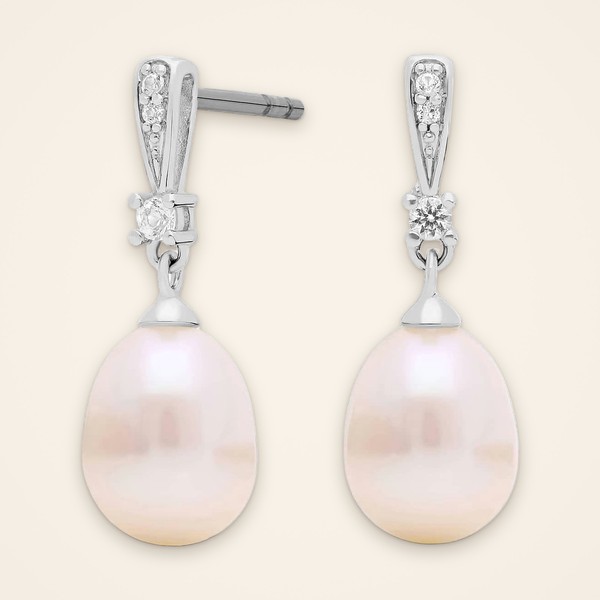 Everyday Pearl and Topaz Silver Drop Earrings - Traditions by Pooja Backliwal
