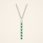 Everyday Upright Emerald and Diamond Bar Pendant - Traditions