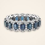 Statement Blue Sapphire Halo Eternity Ring - Traditions