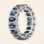 Statement Blue Sapphire Halo Eternity Ring - Traditions