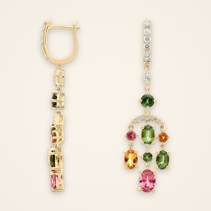 Statement Citrine and Tourmaline Gold Chandelier Earrings - Traditions