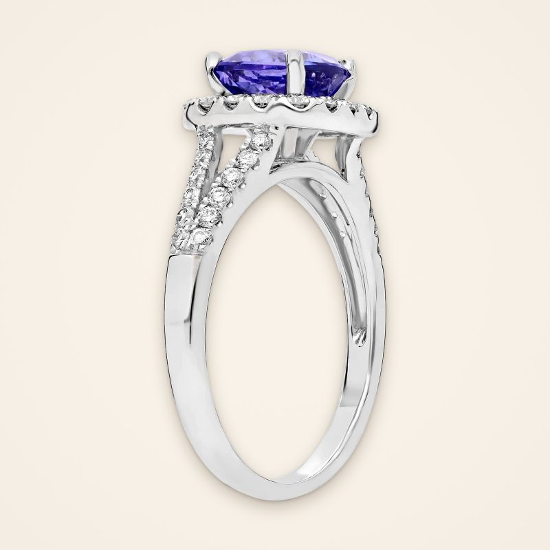 Statement Cushion-Cut Tanzanite Split-Band Halo Ring - Traditions