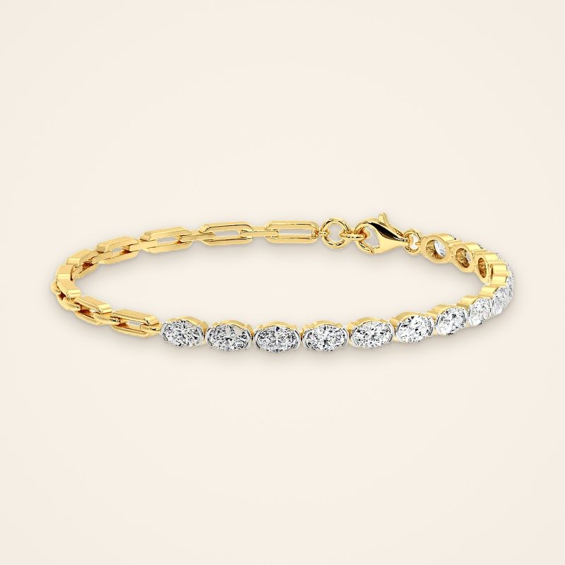 Statement East-West Oval Laboratory-Grown Diamond and Link Bracelet - Traditions