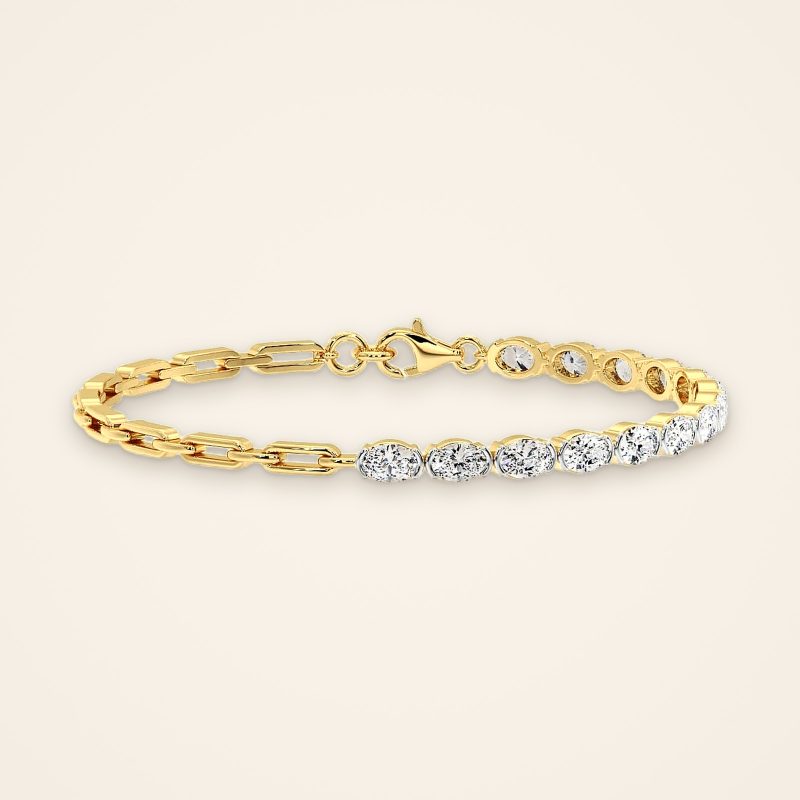 Statement East-West Oval Laboratory-Grown Diamond and Link Bracelet - Traditions