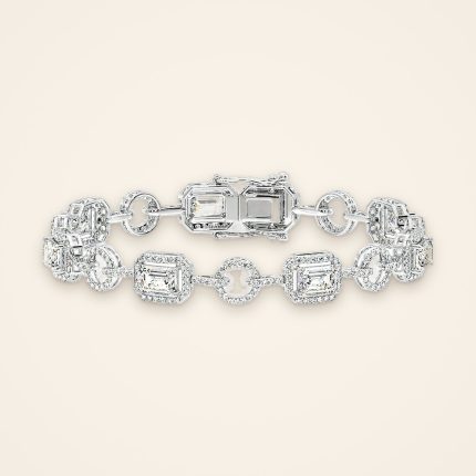Statement Emerald-Cut Laboratory-Grown Diamond Halo and Circle Bracelet - Traditions