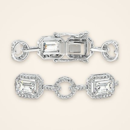 Statement Emerald-Cut Laboratory-Grown Diamond Halo and Circle Bracelet - Traditions
