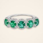 Statement Five-Emerald Diamond Halo Ring - Traditions