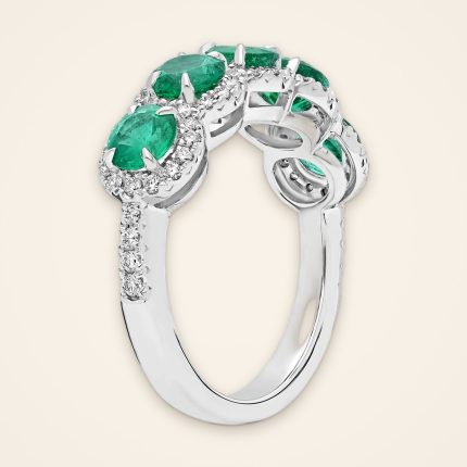Statement Five-Emerald Diamond Halo Ring - Traditions