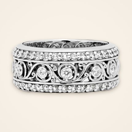 Statement Leaf-Scroll Diamond Eternity Band - Traditions