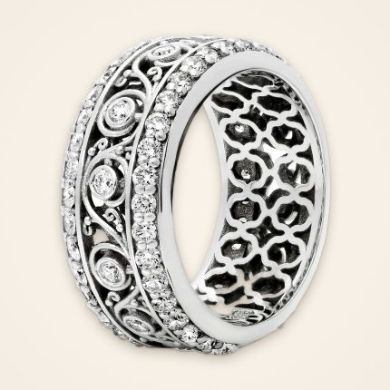 Statement Leaf-Scroll Diamond Eternity Band - Traditions