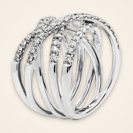 Statement Multi-Band Crossover Diamond Ring - Traditions