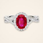 Statement Oval Ruby Twisted Pavé Halo Ring - Traditions