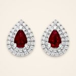 Statement Pear Ruby Double-Halo Stud Earrings - Traditions