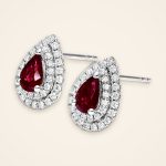 Statement Pear Ruby Double-Halo Stud Earrings - Traditions