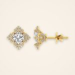 Statement Princess-Cut Laboratory-Grown Diamond Petal Halo Stud Earrings - Traditions