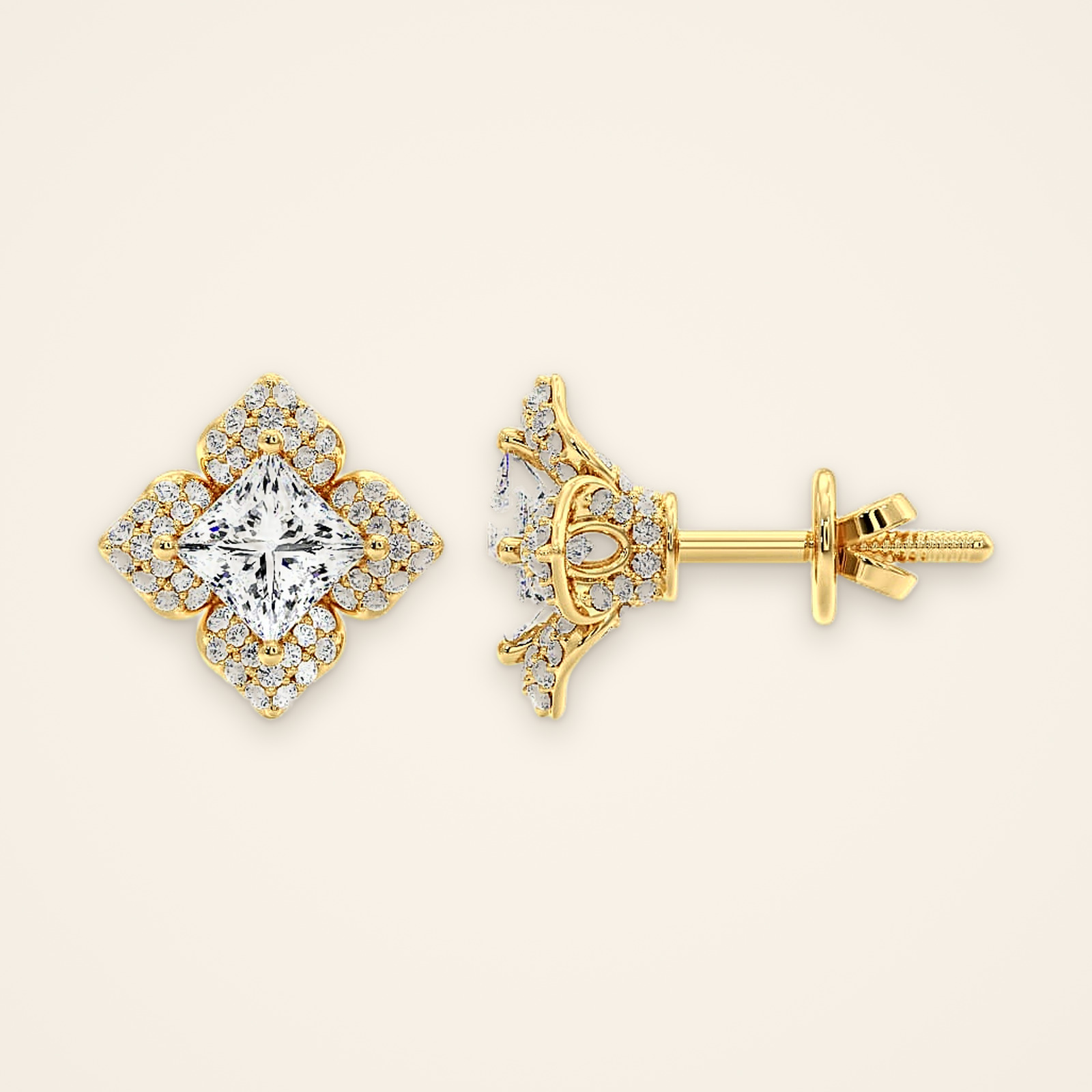 statement-princess-cut-laboratory-grown-diamond-petal-halo-stud-earrings-1 Statement Princess-Cut Laboratory-Grown Diamond Petal Halo Stud Earrings - Traditions