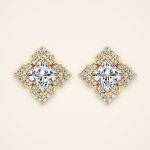 Statement Princess-Cut Laboratory-Grown Diamond Petal Halo Stud Earrings - Traditions