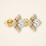 Statement Princess-Cut Laboratory-Grown Diamond Petal Halo Stud Earrings - Traditions