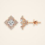 Statement Princess-Cut Laboratory-Grown Diamond Petal Halo Stud Earrings - Traditions