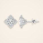 Statement Princess-Cut Laboratory-Grown Diamond Petal Halo Stud Earrings - Traditions