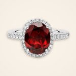 Statement Red Garnet Halo Ring with Pavé Shank - Traditions