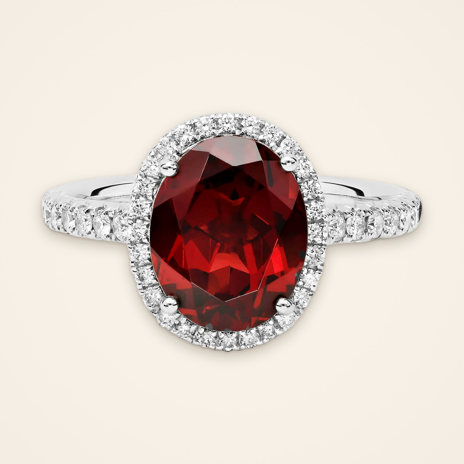 statement-red-garnet-halo-ring-with-pave-shank-1 Statement Red Garnet Halo Ring with Pavé Shank - Traditions