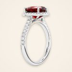 Statement Red Garnet Halo Ring with Pavé Shank - Traditions